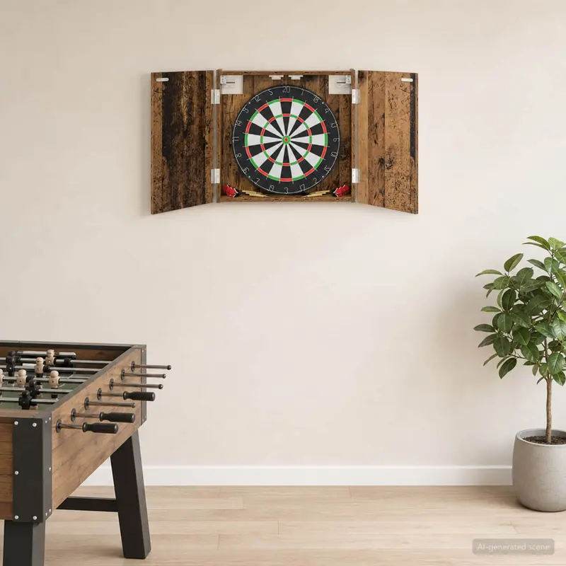 Vidaxl dartbord kabinet oud hout 56 x 12 x 53,5 cm bewerkt hout