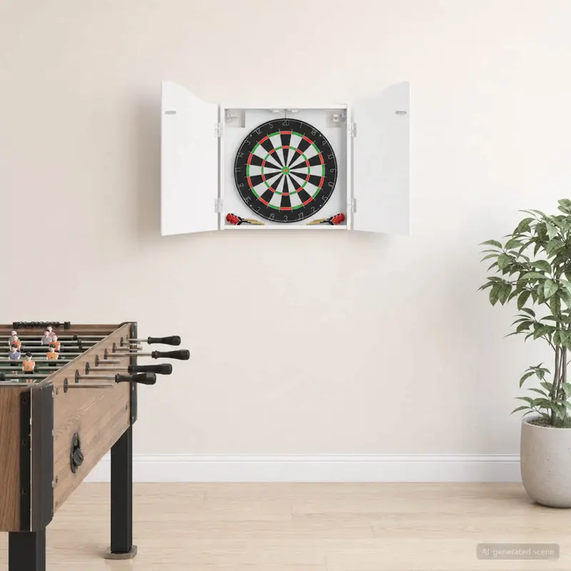Vidaxl dartbord kabinet wit 56 x 12 x 63 cm bewerkt hout