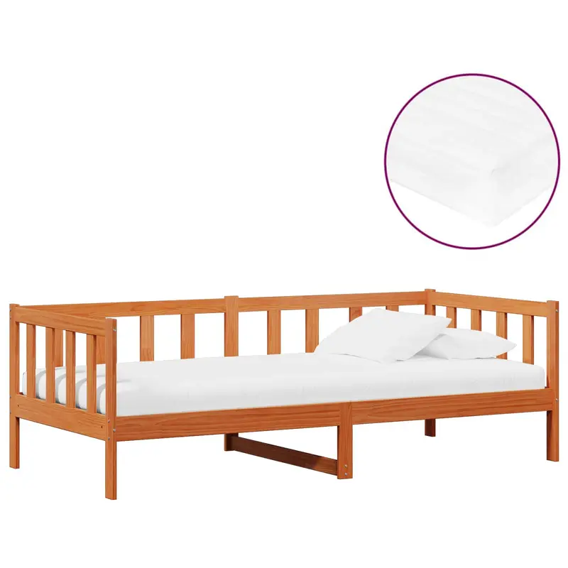 Vidaxl daybed met matras met hoofdeinde waxbruin en wit 90 x 200 cm
