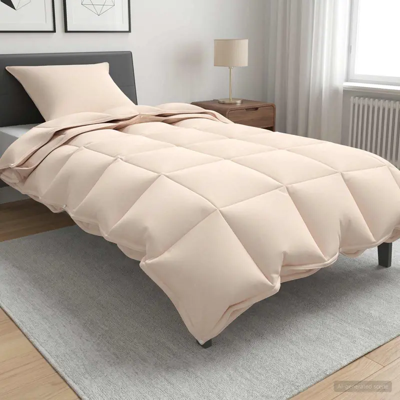Vidaxl dekbed 155 x 220 cm alle seizoenen kapokvezel beige