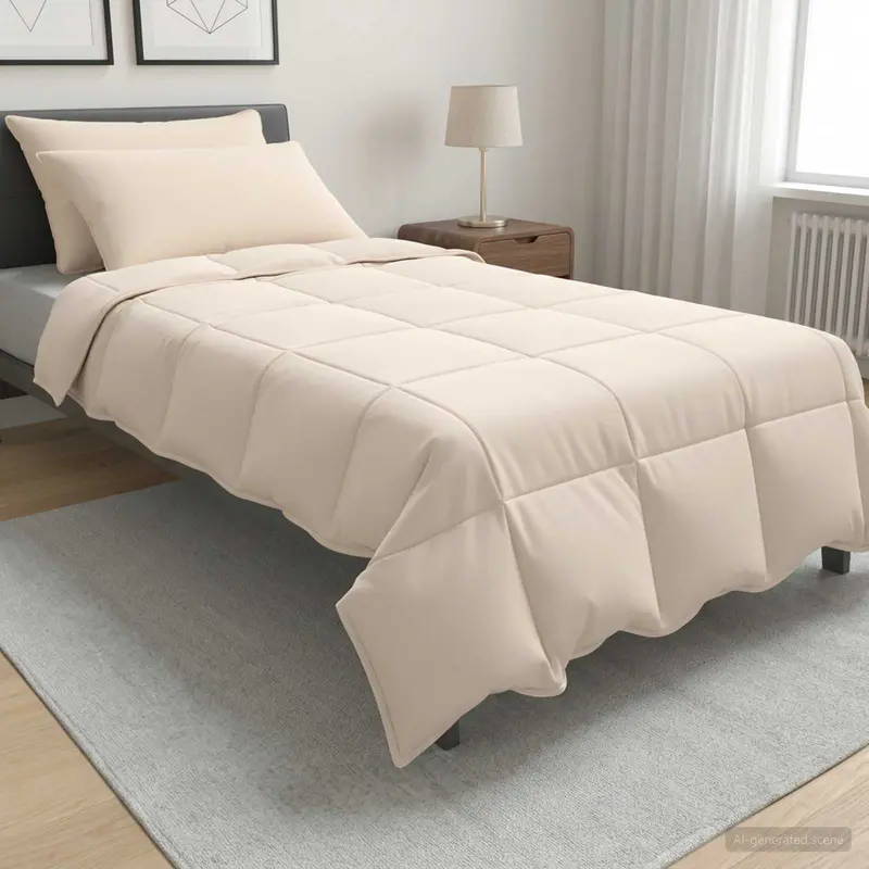 Vidaxl dekbedset 2 st 140 x 220 cm alle seizoenen kapokvezel beige