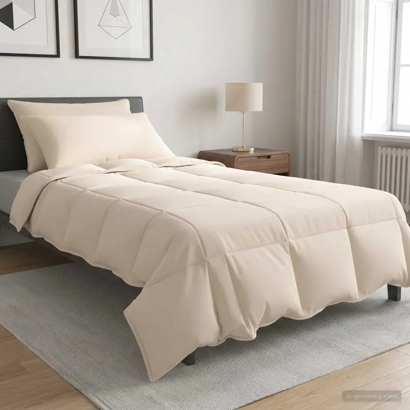 Vidaxl dekbedset 2 st 140 x 220 cm alle seizoenen kapokvezel beige