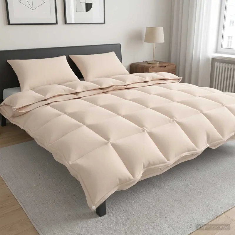 Vidaxl dekbedset 2 st 240 x 220 cm kapok en polyester beige