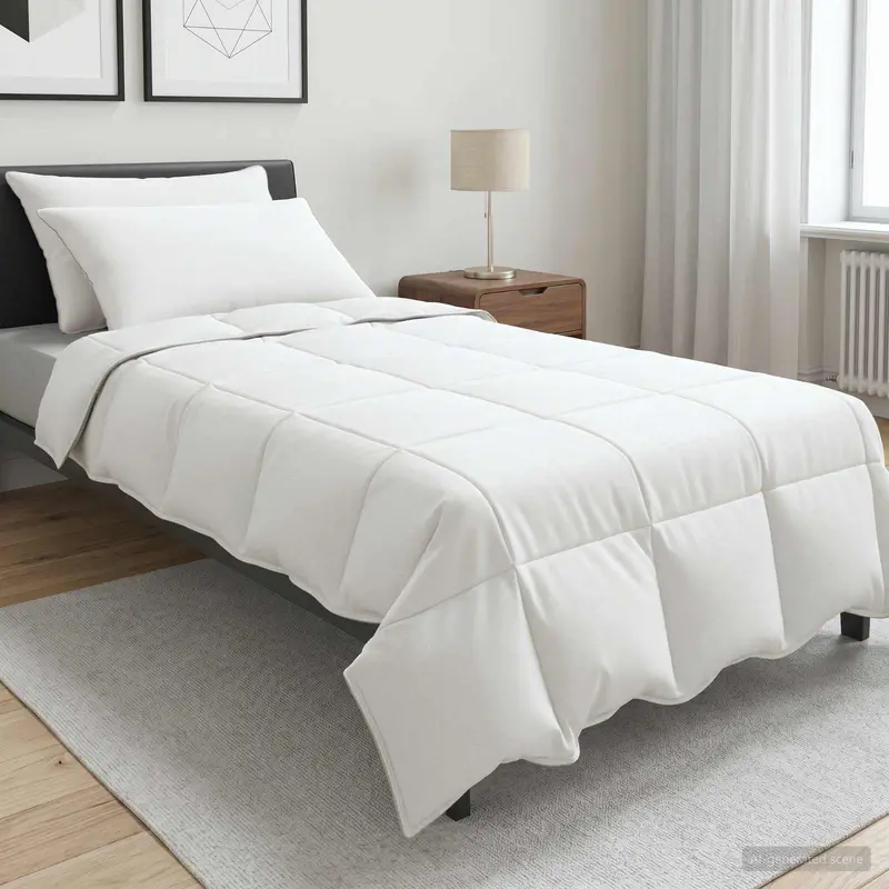 Vidaxl dekbedset met kussen wit 135 x 220 cm polyester, bamboe