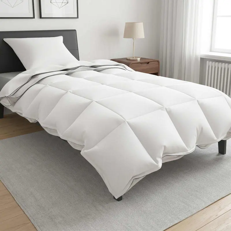Vidaxl dekbedset met kussen wit 155 x 200 cm katoen, bamboe, polyester
