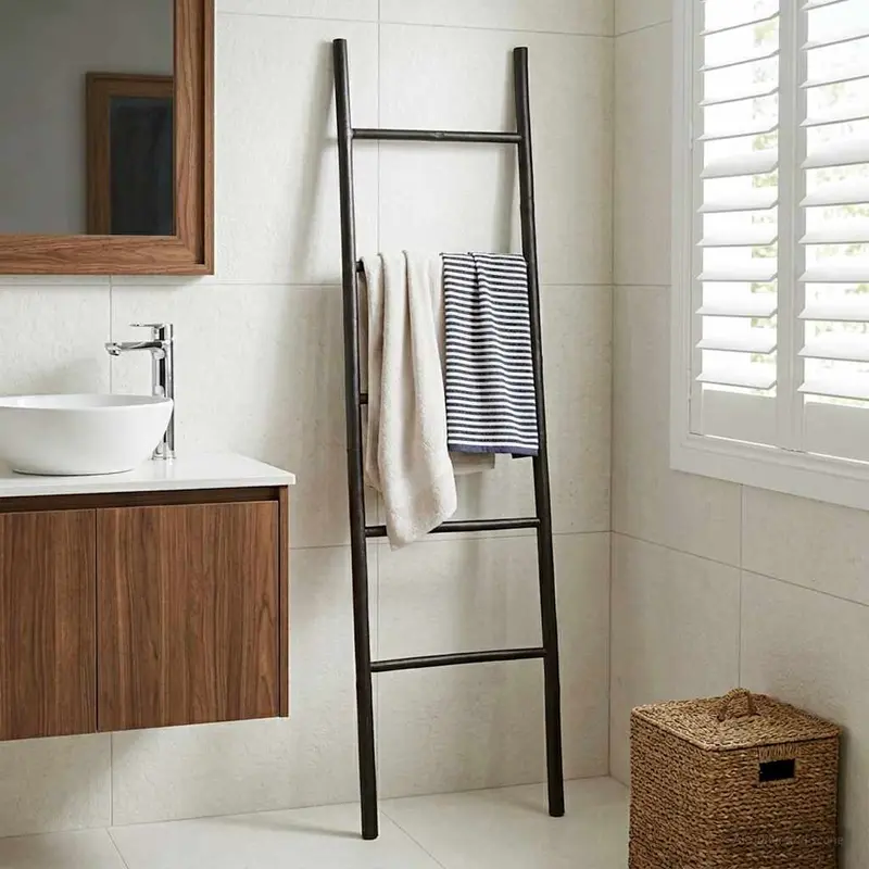 Vidaxl deken ladder zwart 40 x 150 cm bamboe