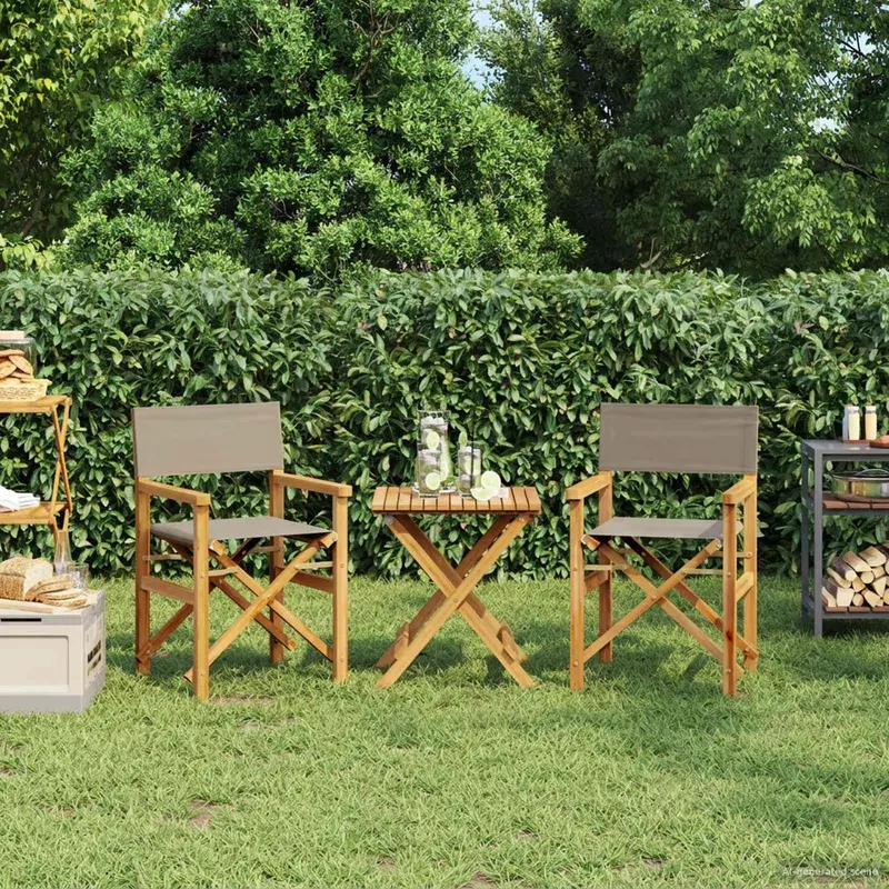 Vidaxl directeursstoel 100% polyester massief teak