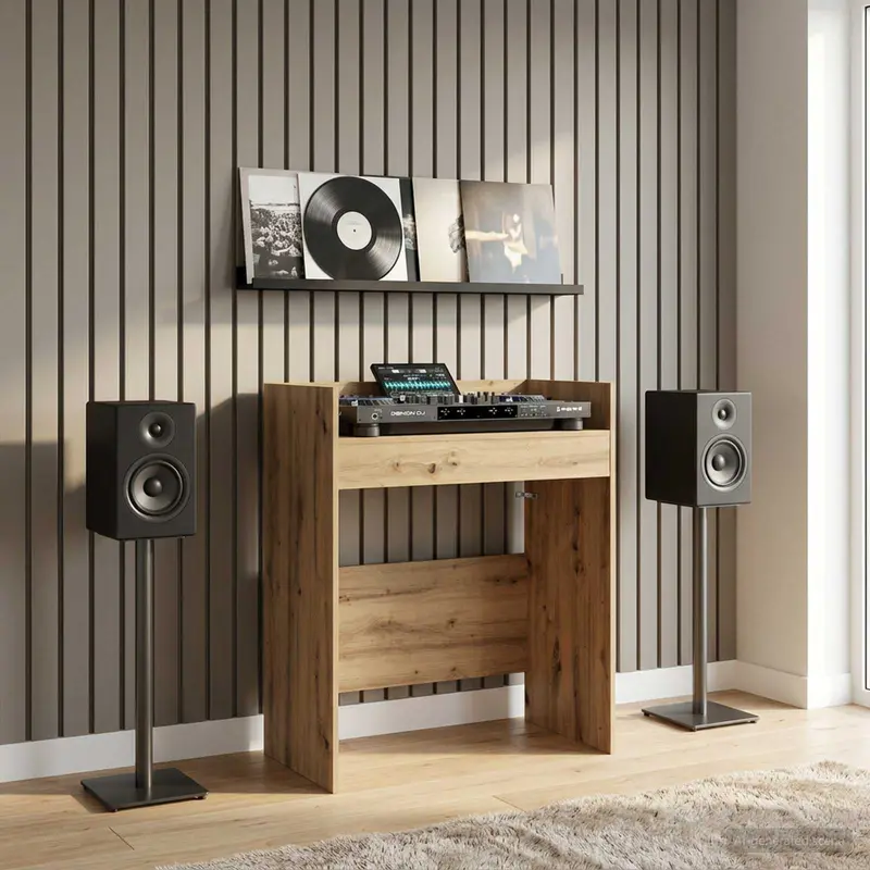Vidaxl dj tafel artisanaal eiken 102 x 45 x 102 cm bewerkt hout