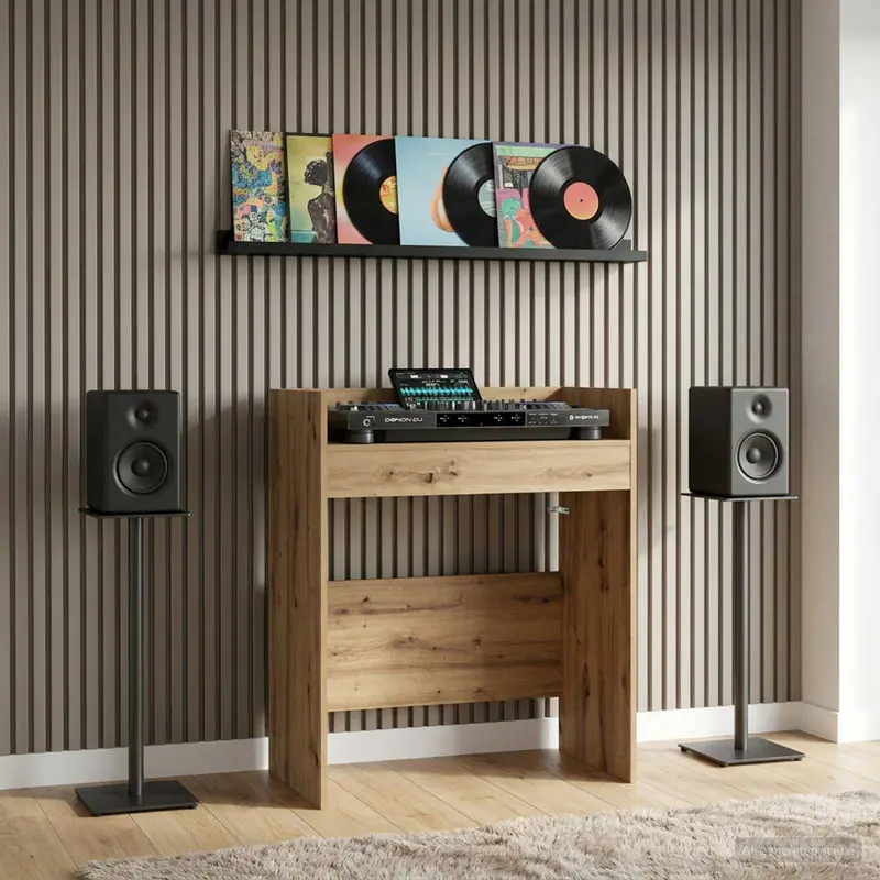 Vidaxl dj tafel artisanaal eiken 62 x 45 x 102 cm bewerkt hout