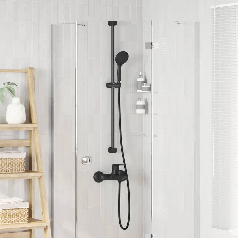 Vidaxl doucheset zwart 150 cm roestvrij staal