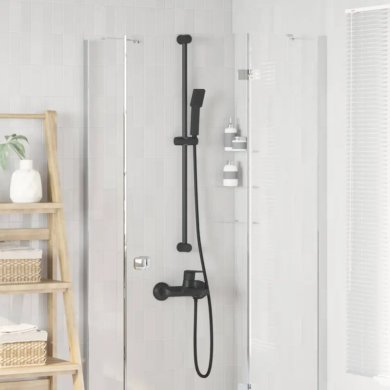 Vidaxl douchesysteem set zwart 100 cm roestvrij staal