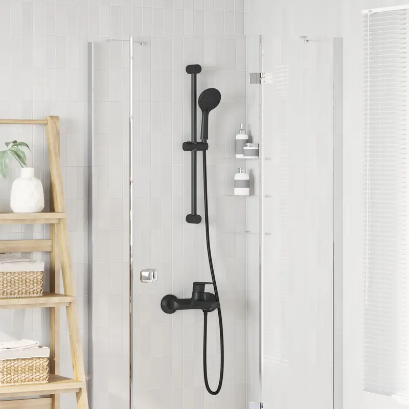 Vidaxl douchesysteem set zwart 70 cm roestvrij staal