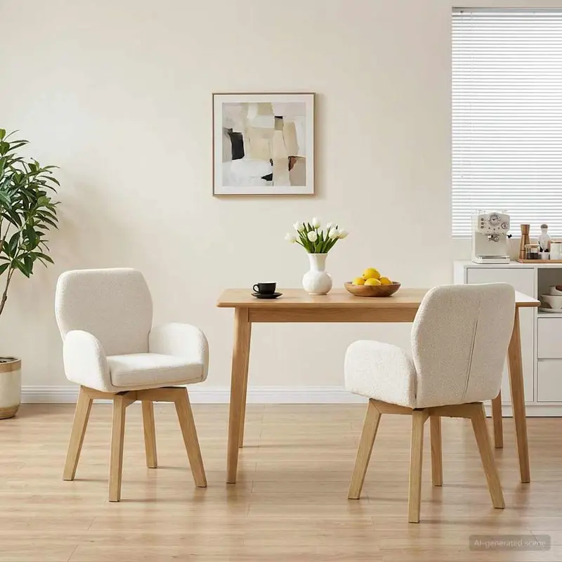 Vidaxl draai eetstoelen 2 st bouclé crèmekleurig 54 x 58 x 87 cm