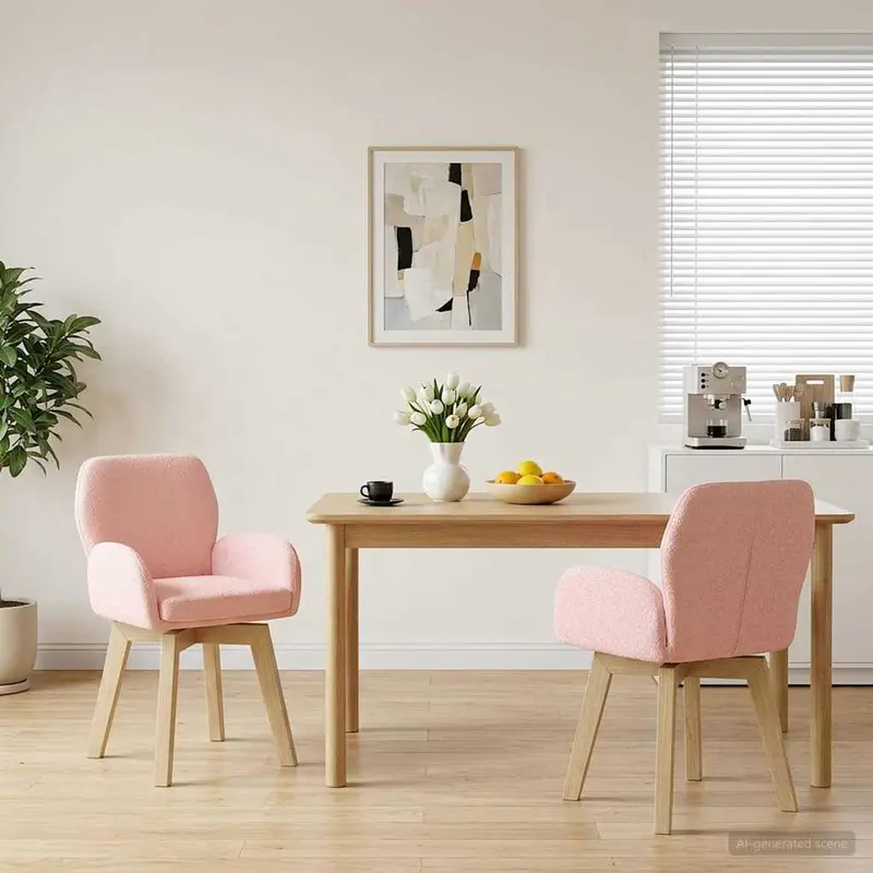 Vidaxl draai eetstoelen 2 st bouclé roze 54 x 58 x 87 cm