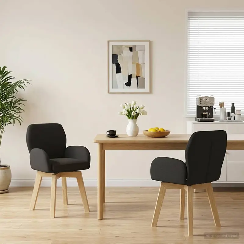 Vidaxl draai eetstoelen 2 st bouclé zwart 54 x 58 x 87 cm