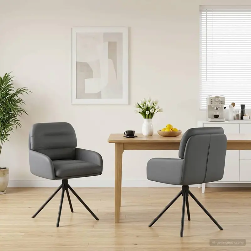 Vidaxl draai eetstoelen 2 st kunstleer grijs 59 x 59,5 x 90 cm