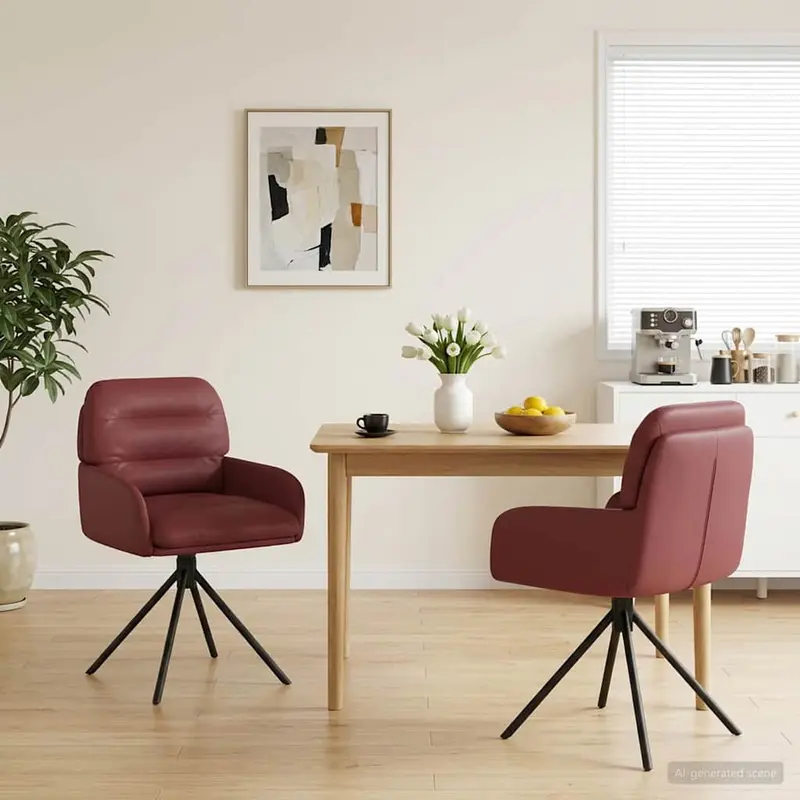 Vidaxl draai eetstoelen 2 st kunstleer wijnrood 59x59,5x90cm