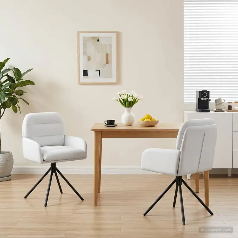 Vidaxl draai eetstoelen 2 st kunstleer wit 59 x 59,5 x 90 cm