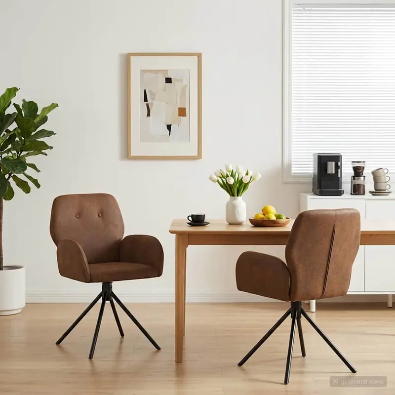 Vidaxl draai eetstoelen 2 st nep suede leer bruin 54 x 55 x 86 cm