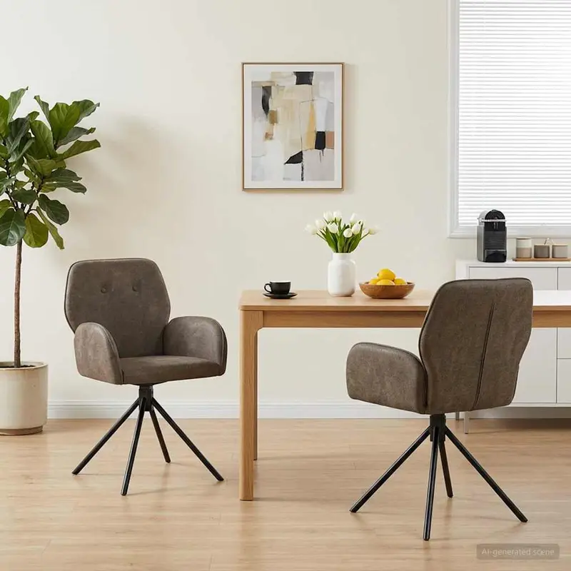 Vidaxl draai eetstoelen 2 st nep suede leer donkergrijs