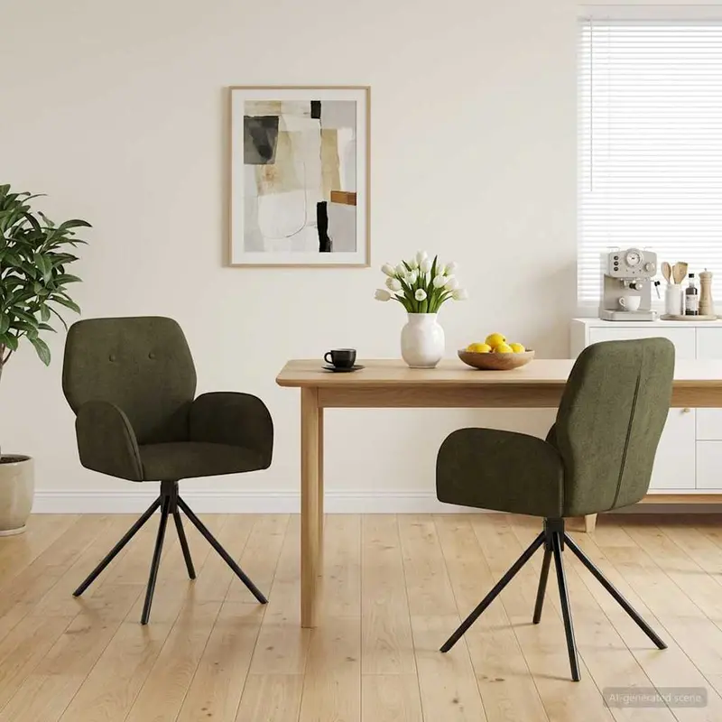 Vidaxl draai eetstoelen 2 st nep suede leer legergroen 54 x 55 x 86 cm