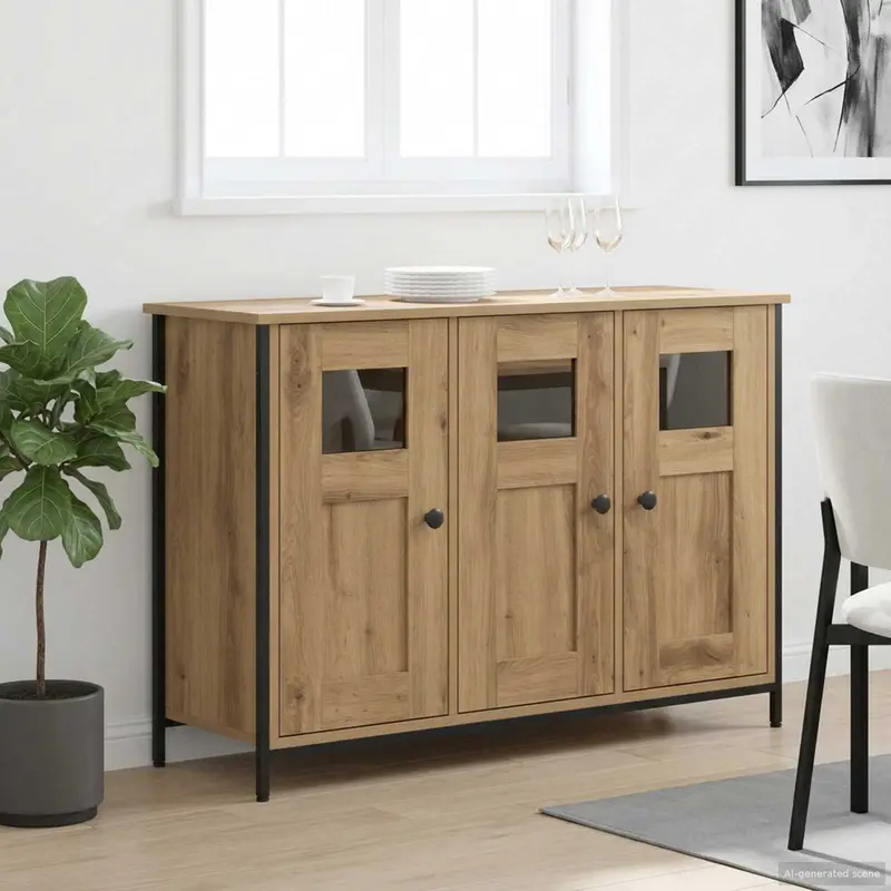 Vidaxl dressoir artisanaal eiken 100 x 35 x 70 cm bewerkt hout