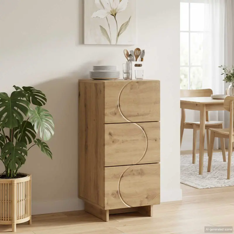 Vidaxl dressoir artisanaal eiken 33.5 x 34.5 x 75 cm bewerkt hout