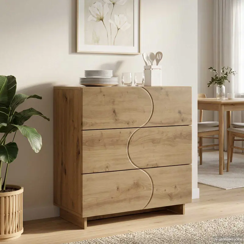 Vidaxl dressoir artisanaal eiken 70 x 38 x 75 cm bewerkt hout