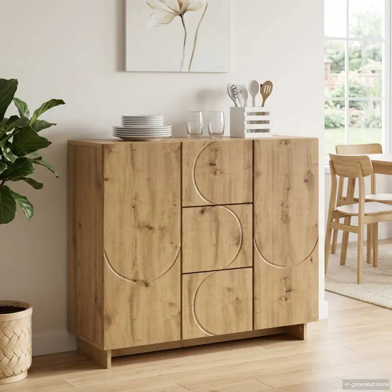 Vidaxl dressoir artisanaal eiken 85,5 x 31 x 75 cm bewerkt hout