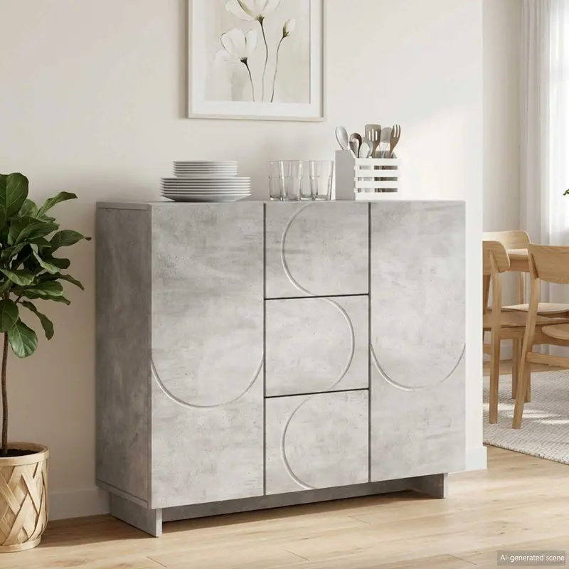 Vidaxl dressoir betongrijs 85,5 x 31 x 75 cm bewerkt hout