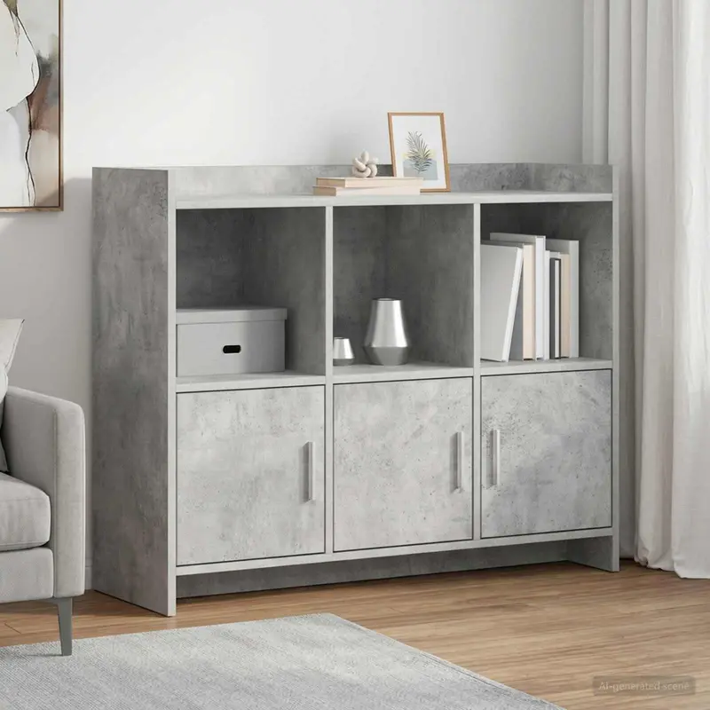 Vidaxl dressoir betongrijs 98,5 x 33 x 80 cm bewerkt hout