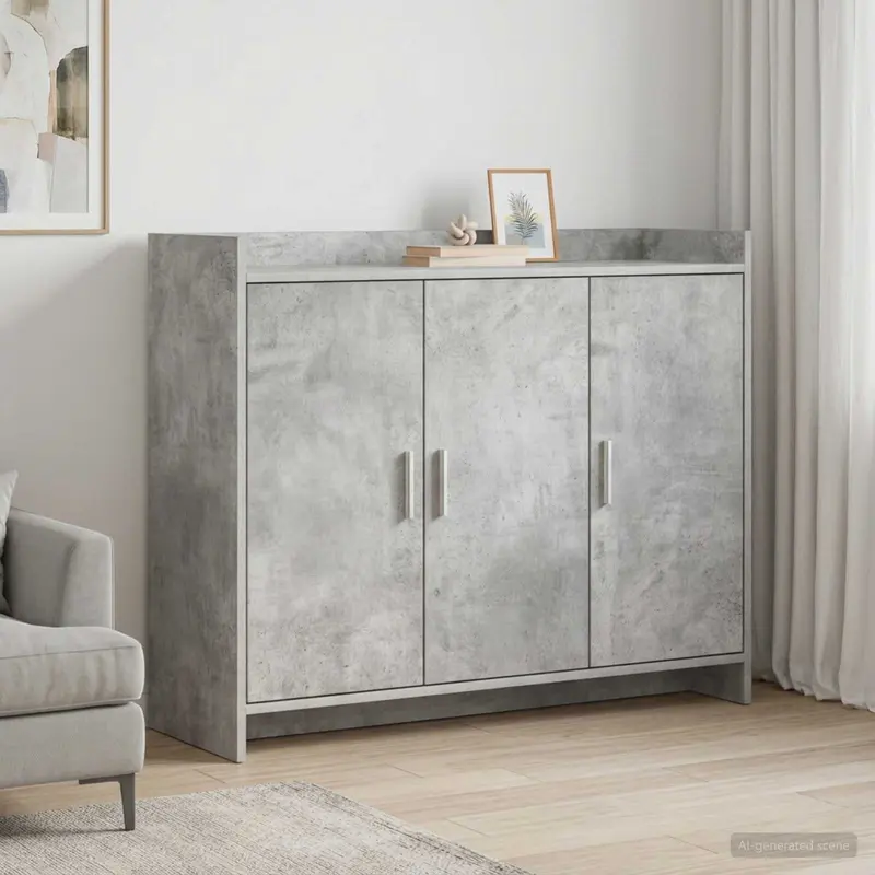 Vidaxl dressoir betongrijs 98,5 x 33 x 80 cm bewerkt hout