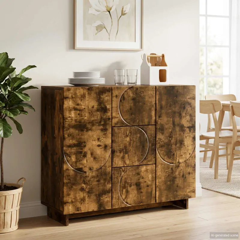 Vidaxl dressoir gerookt eiken 85,5 x 31 x 75 cm bewerkt hout