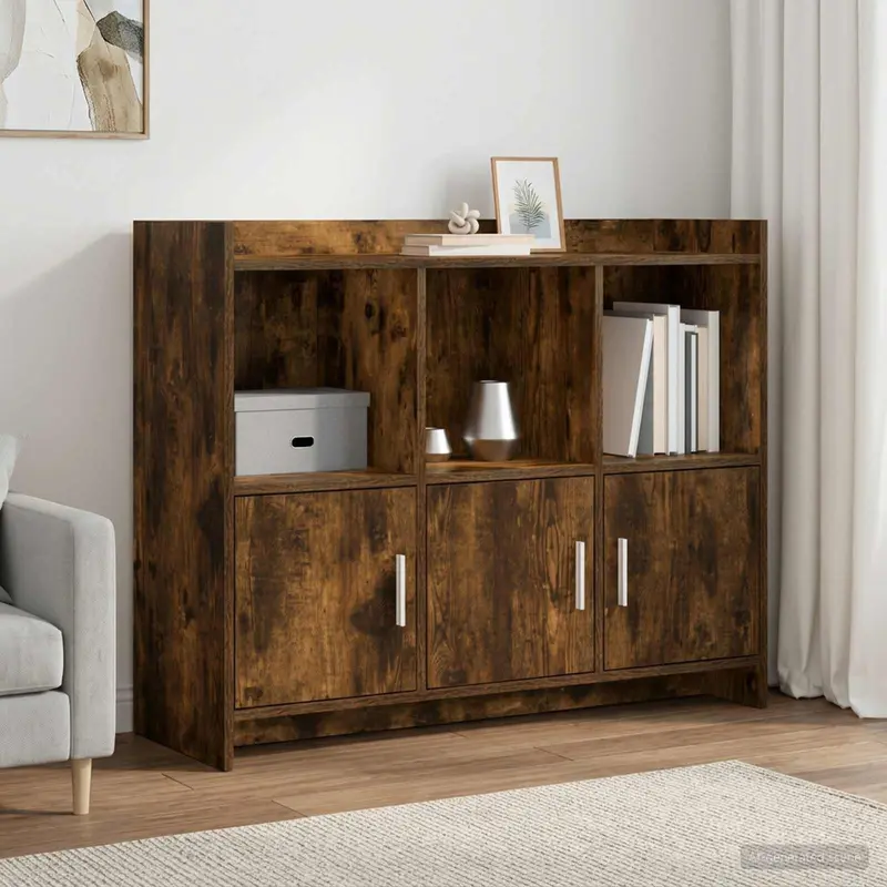 Vidaxl dressoir gerookt eiken 98,5 x 33 x 80 cm bewerkt hout