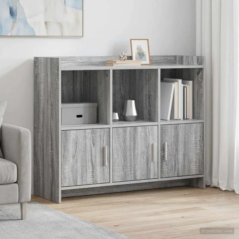 Vidaxl dressoir grijs sonoma 98,5 x 33 x 80 cm bewerkt hout