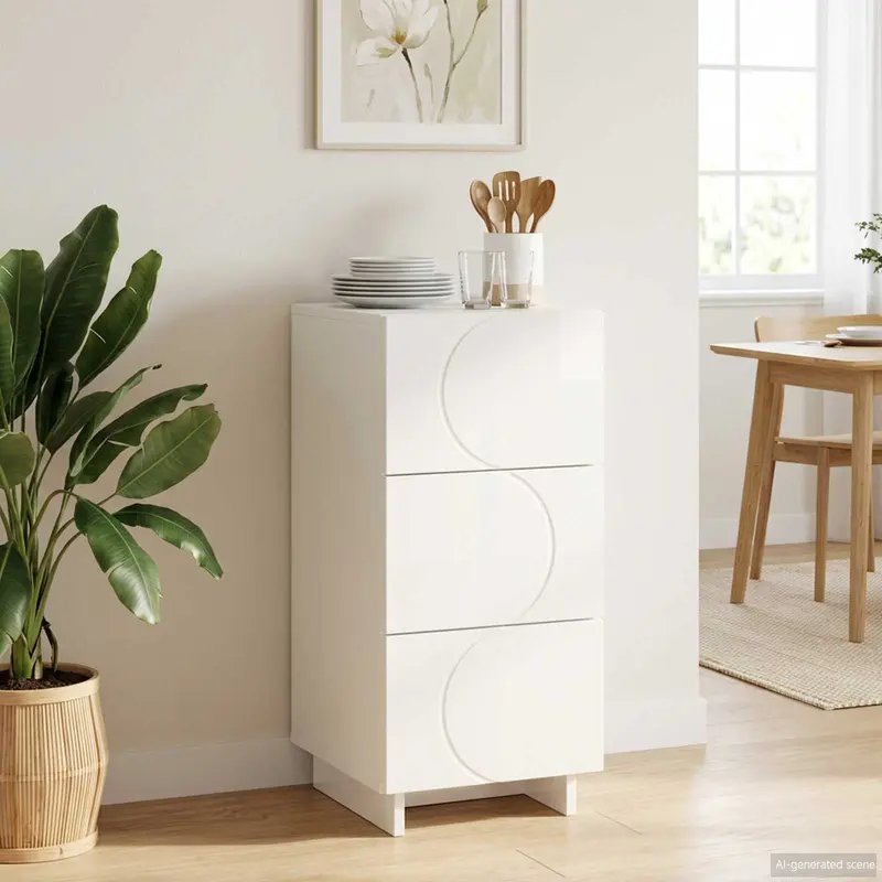 Vidaxl dressoir hoogglans wit 33.5 x 34.5 x 75 cm bewerkt hout