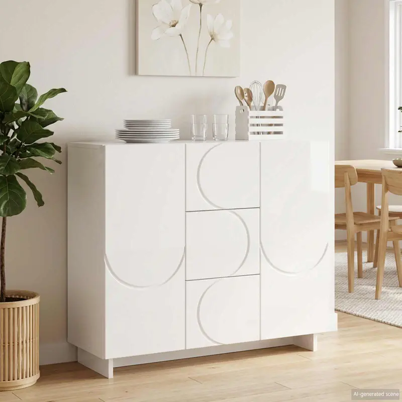 Vidaxl dressoir hoogglans wit 85,5 x 31 x 75 cm bewerkt hout