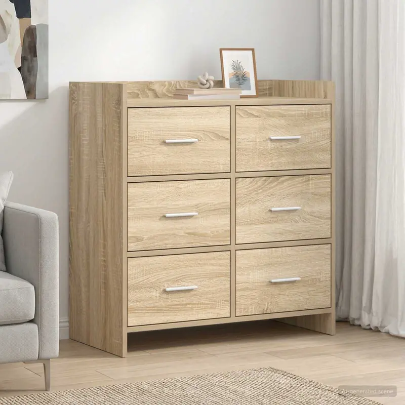 Vidaxl dressoir sonoma eiken 75 x 33 x 80 cm bewerkt hout