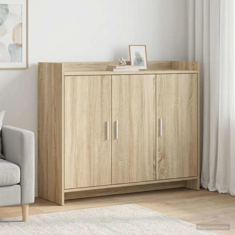 Vidaxl dressoir sonoma eiken 98,5 x 33 x 80 cm bewerkt hout
