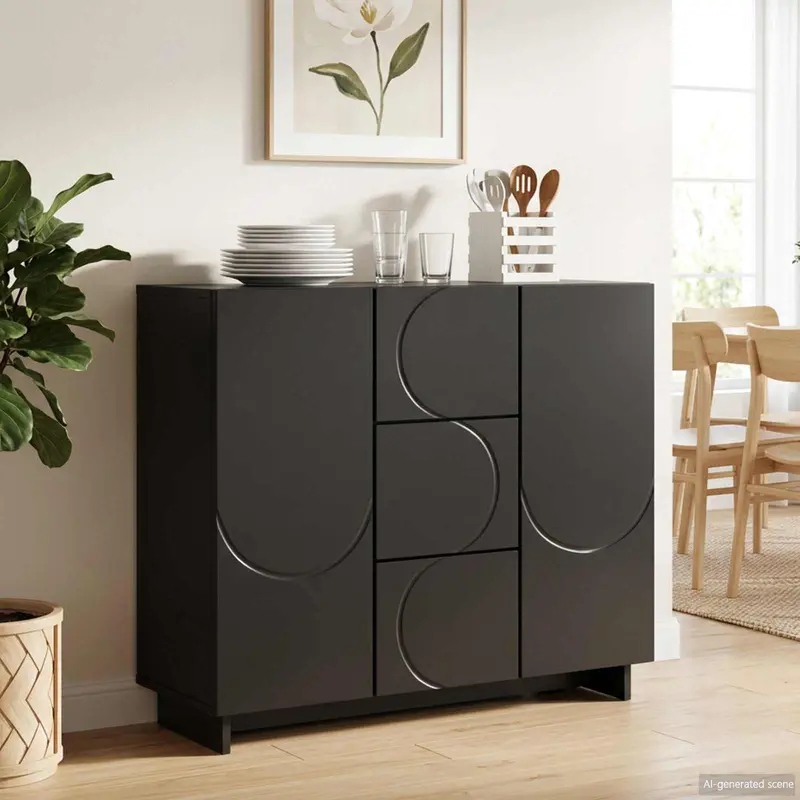 Vidaxl dressoir zwart 85,5 x 31 x 75 cm bewerkt hout