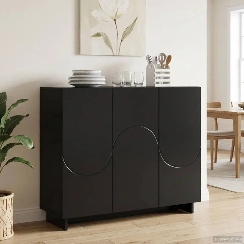 Vidaxl dressoir zwart 85,5 x 31 x 75 cm bewerkt hout