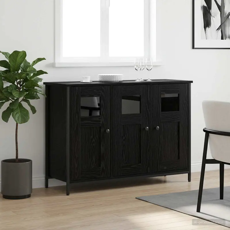 Vidaxl dressoir zwart eiken 100 x 35 x 70 cm bewerkt hout