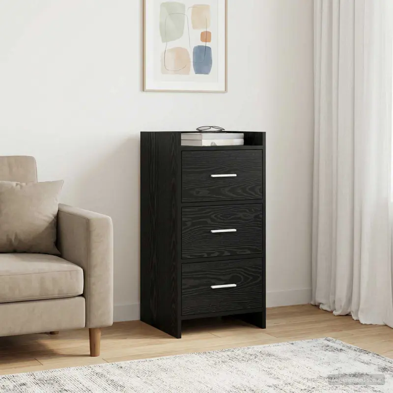Vidaxl dressoir zwart eiken 40 x 36 x 80 cm bewerkt hout