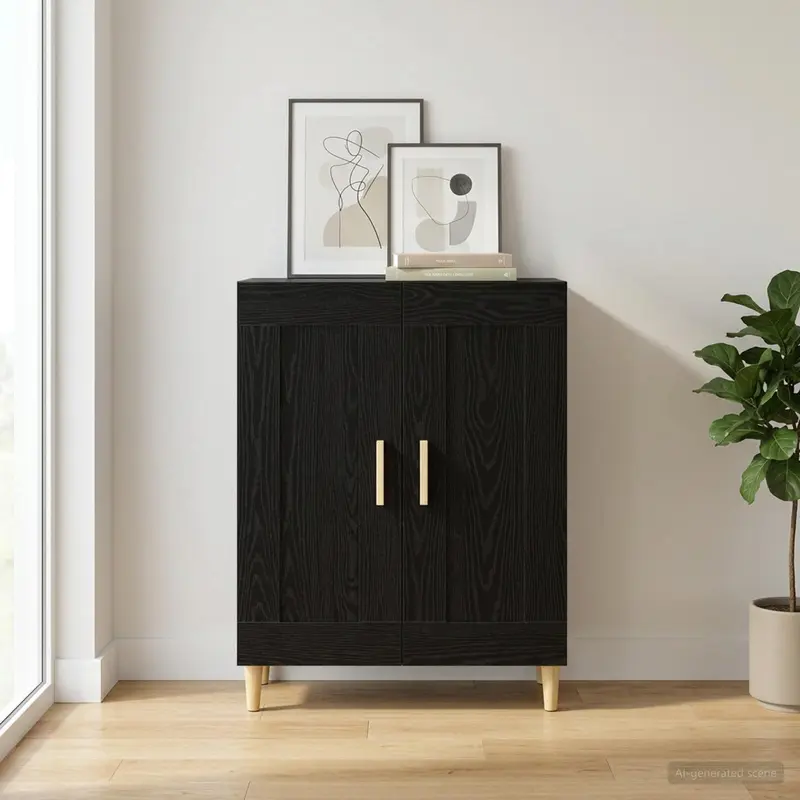 Vidaxl dressoir zwart eiken 69,5 x 34 x 90 cm bewerkt hout