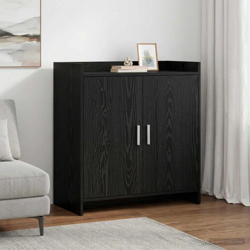 Vidaxl dressoir zwart eiken 72 x 36 x 80 cm bewerkt hout