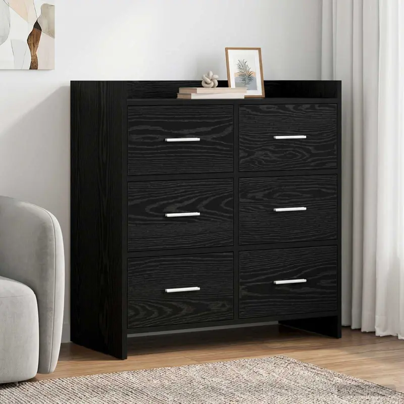 Vidaxl dressoir zwart eiken 75 x 33 x 80 cm bewerkt hout
