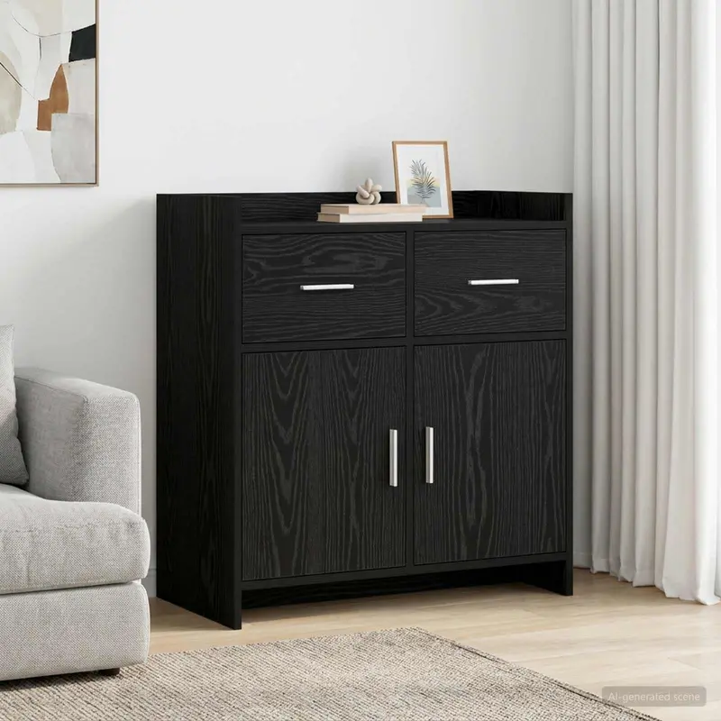 Vidaxl dressoir zwart eiken 75 x 36 x 80 cm bewerkt hout