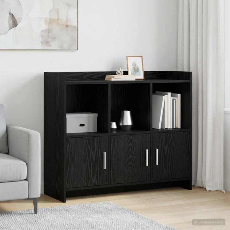 Vidaxl dressoir zwart eiken 98,5 x 33 x 80 cm bewerkt hout