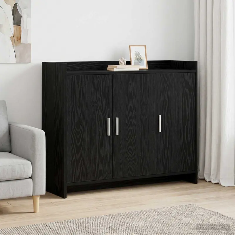 Vidaxl dressoir zwart eiken 98,5 x 33 x 80 cm bewerkt hout