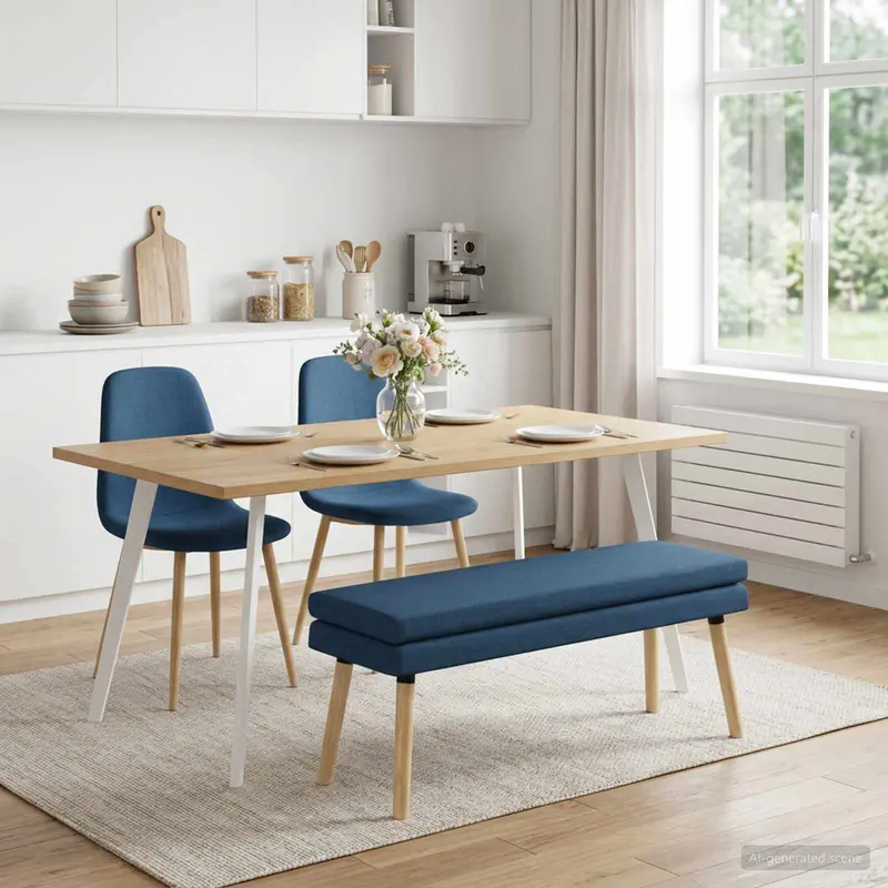 Vidaxl dubbel laagige bank blauw 110 x 40 x 47 cm stof